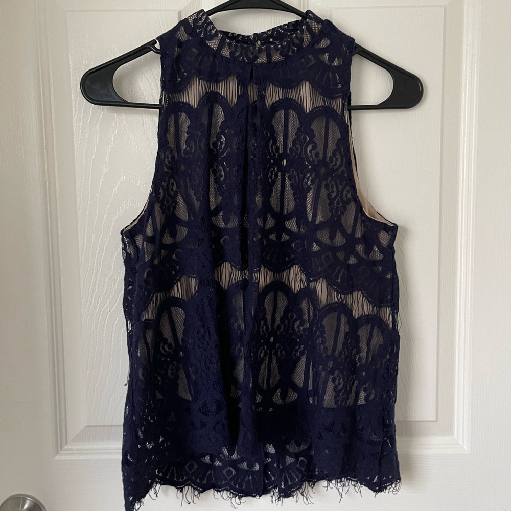 Navy Lace Top